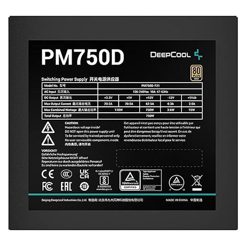 Deepcool case power supply pf750d 80 plus standard