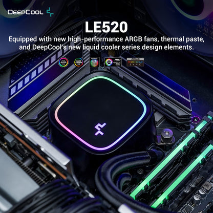 deepcool aio liquid cooler le520 argb - black